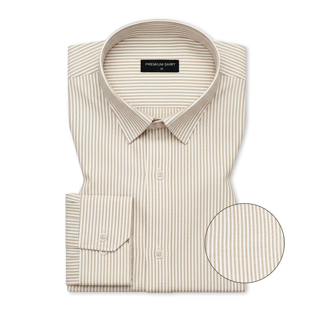 Bold Beige & Cambridge Blue Oxford Pack of 2 Stripe Shirts For Men