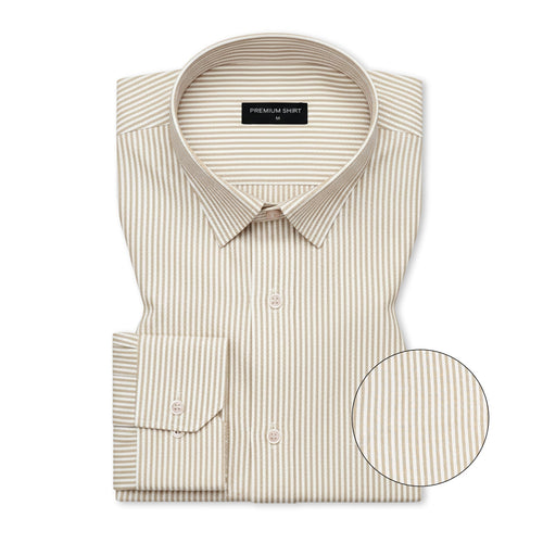 Beige & Light Green Stripe Oxford Pack of 2 Shirts For Men