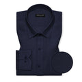 Dark Blue Textured Linen Shirt For Men