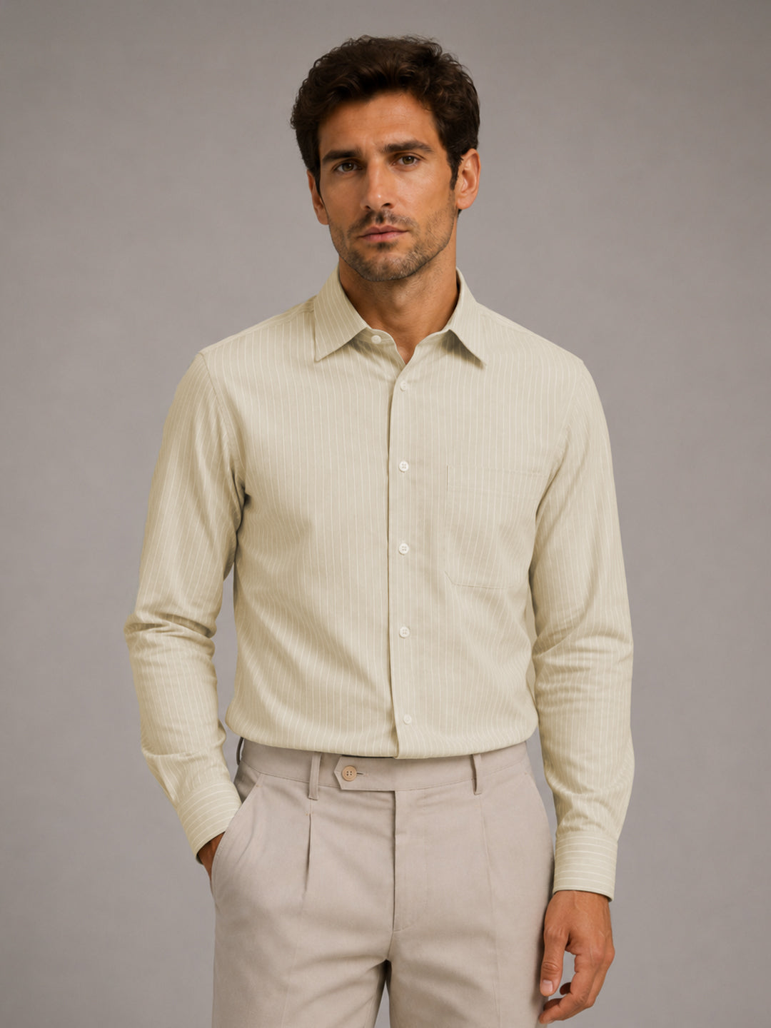 Lemon & Cream Pinstripe Oxford Pack of 2 Shirts For Men