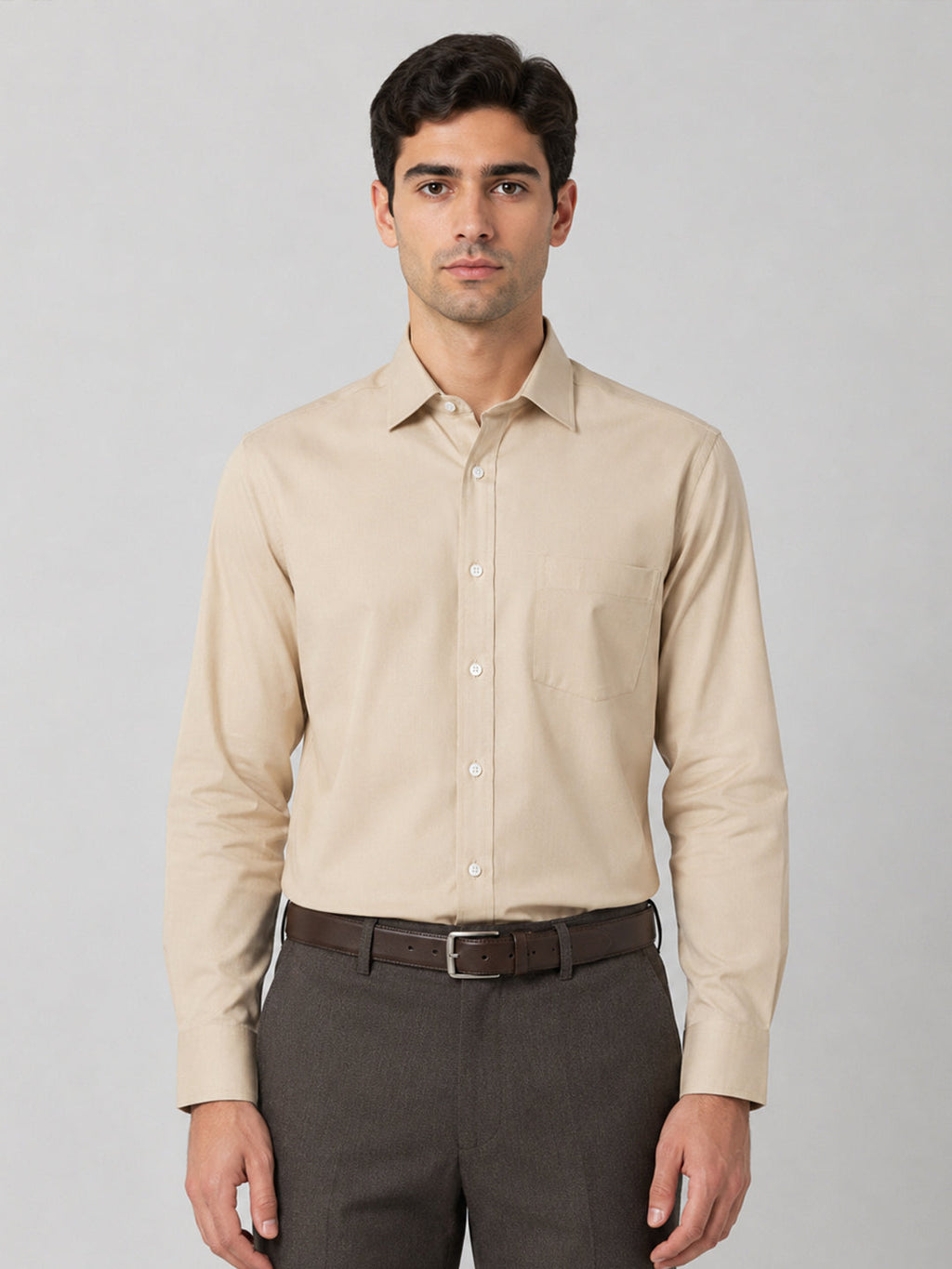 Pack of 2 Cream & Peach Formal Oxford Cotton Shirt For Men