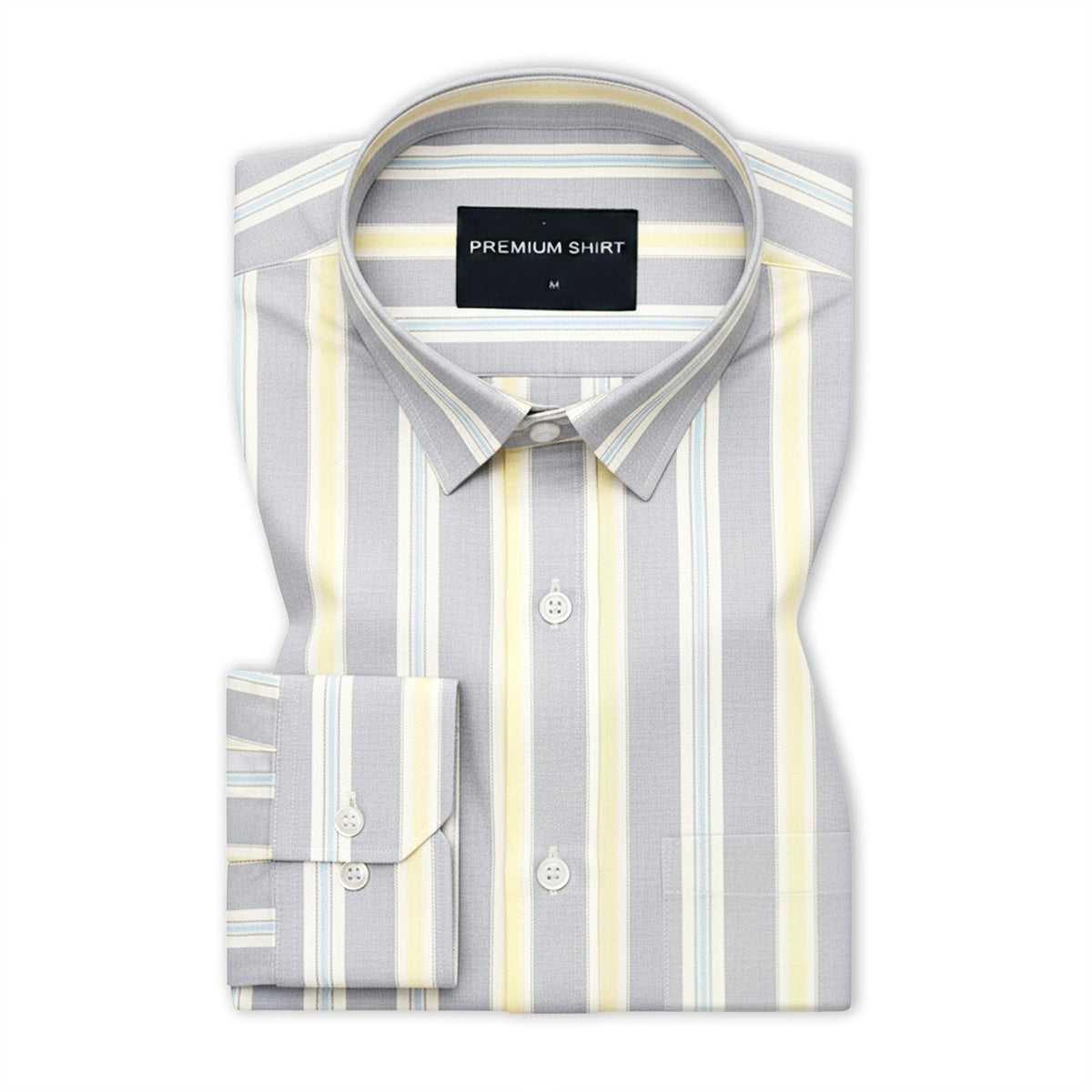 Soft Grey Oxford Stripe Cotton Shirt For Men