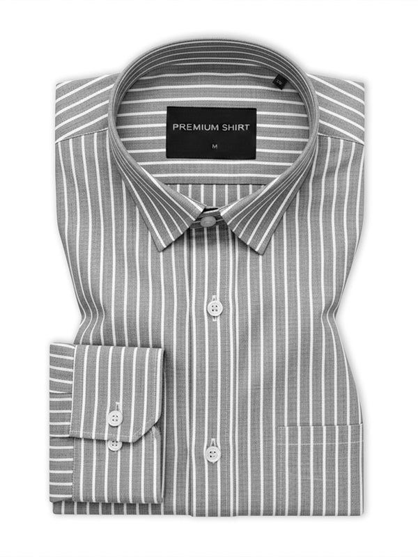Dark Grey Pinstripe Oxford Shirt For Men
