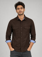 Pack Of 2 Cargo Style Dark Brown & Cream Shirt
