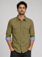 Pack Of 2 Cargo Style Wine & Olive Shirt
