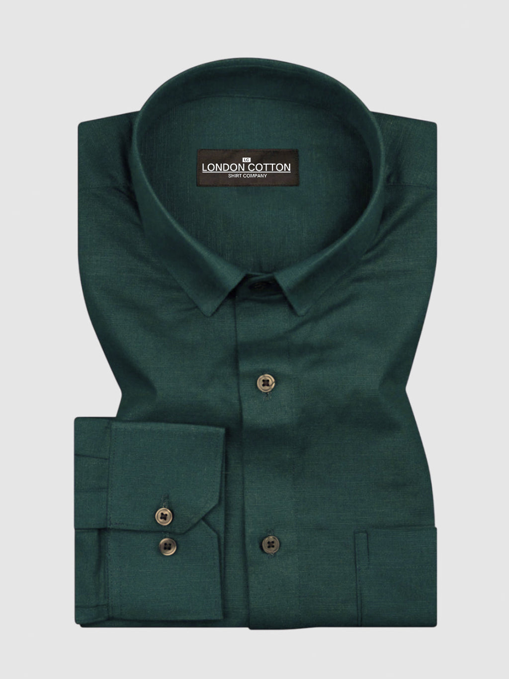 Bottle Green Linear Linen Shirt