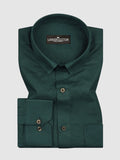 Bottle Green Linear Linen Shirt