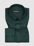 Bottle Green Linear Linen Shirt