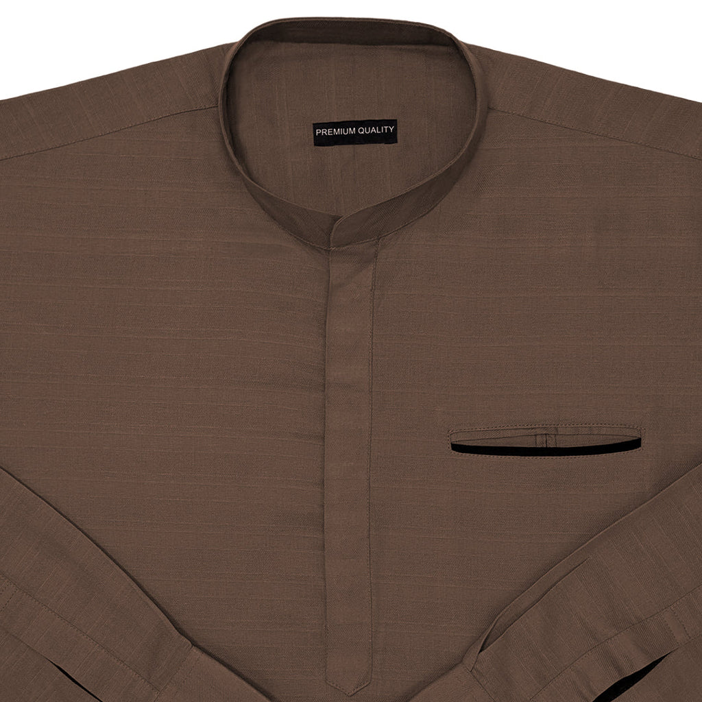 Urban Fit Mehendi Short Linen Kurta For Men