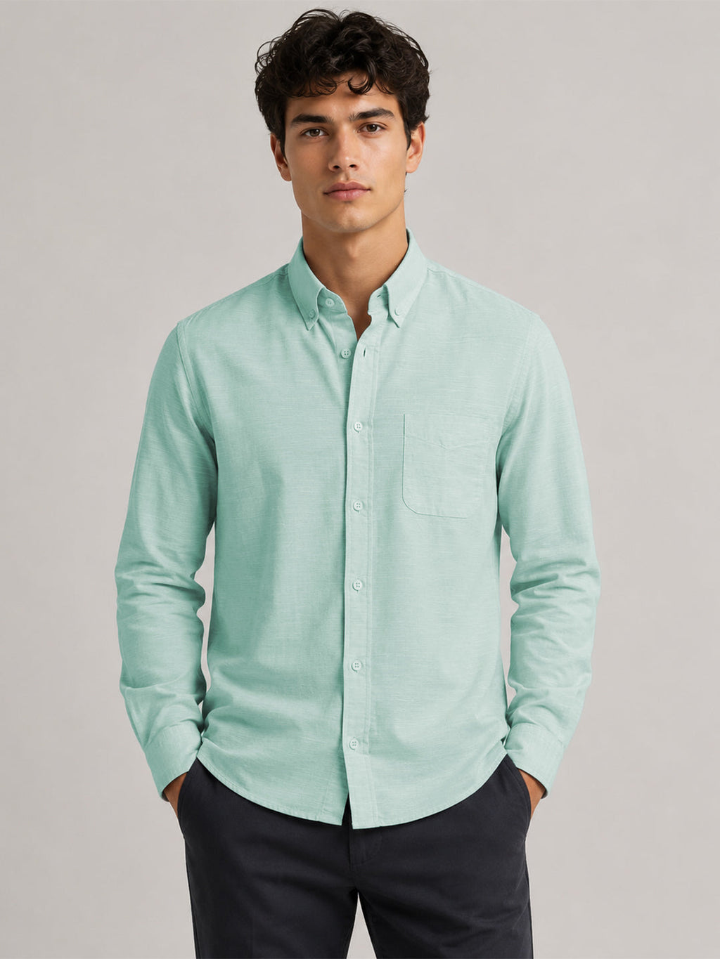 Turkish Blue Linear Linen Shirt