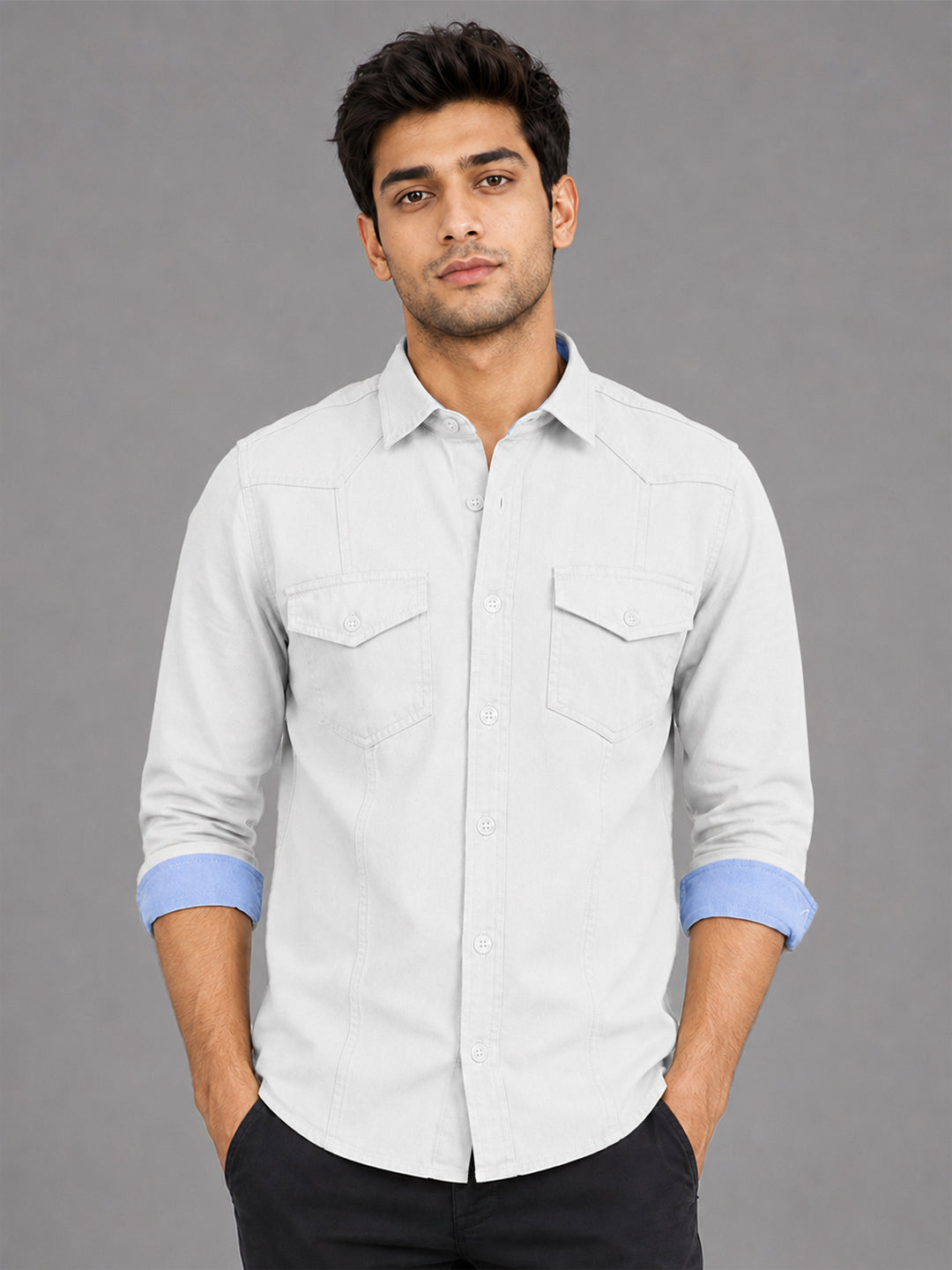 Pack Of 2 Cargo Style White & Wine Shirt