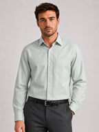 Dark Green Stripe Oxford Shirt For Men