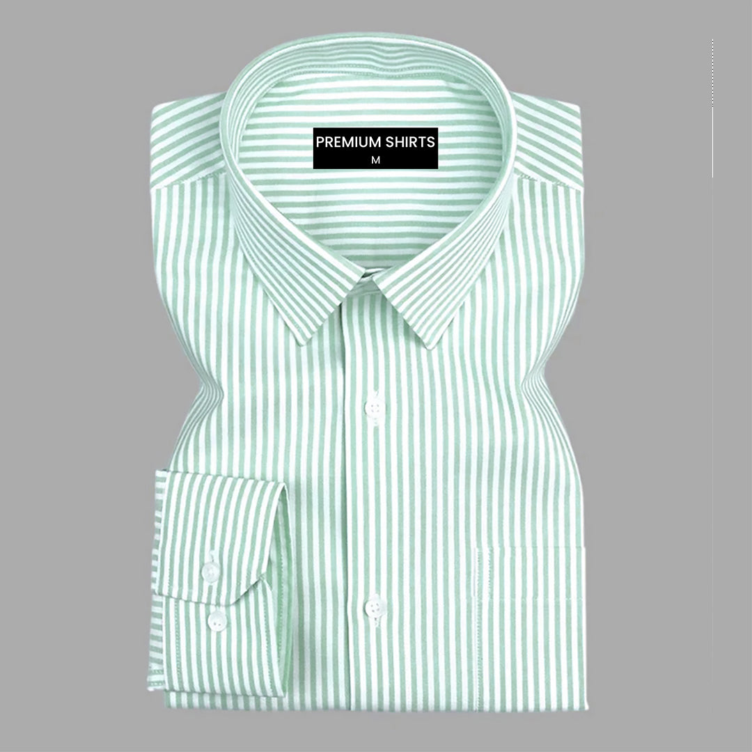 Sky Blue & Pista Stripe Oxford Pack of 2 Shirts For Men