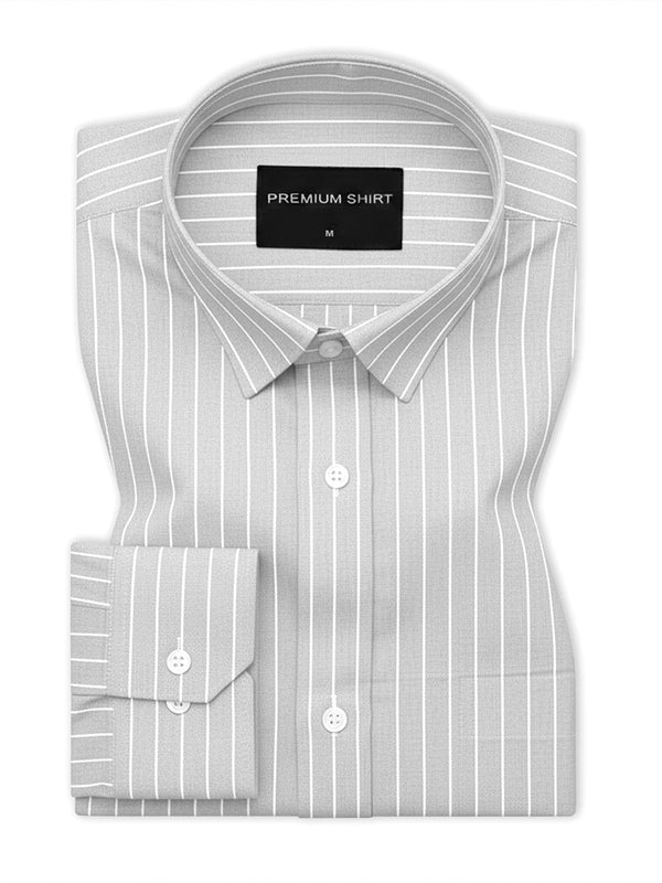 Grey Small Pinstripe Oxford Shirt For Men