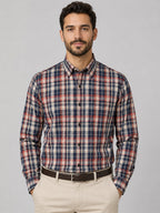 Crimson Check Cotton Shirt For Men