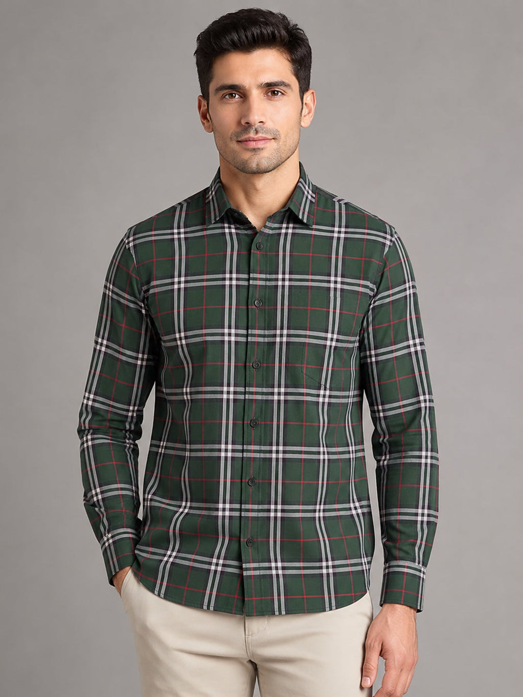 Pack of 2 Tartan Check Cotton Shirt (Mustard & Green)