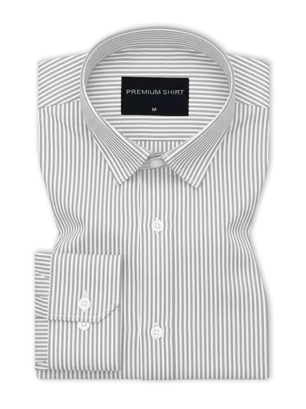 Silver Grey Stripe Oxford Shirt For Men