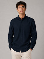 Navy Blue Linear Linen Shirt