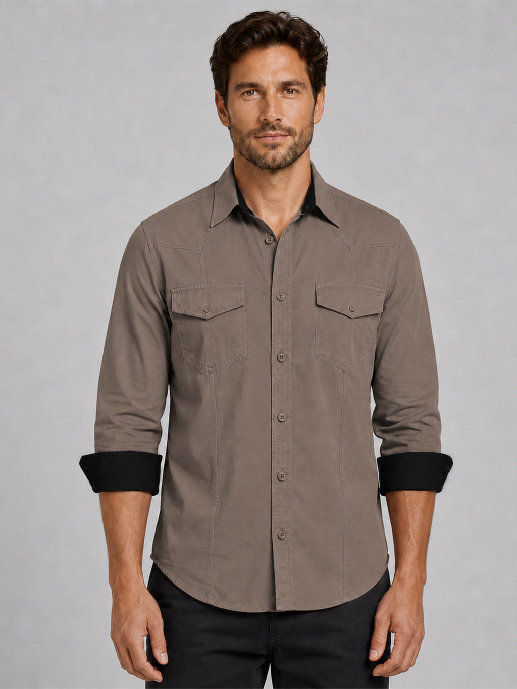 Pack Of 2 Cargo Style Brown & Khaki Shirt