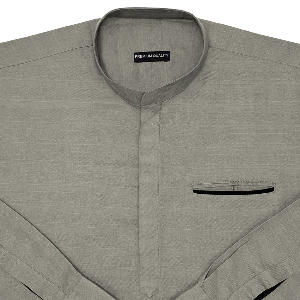 Urban Fit Olive Short Linen Kurta For Men