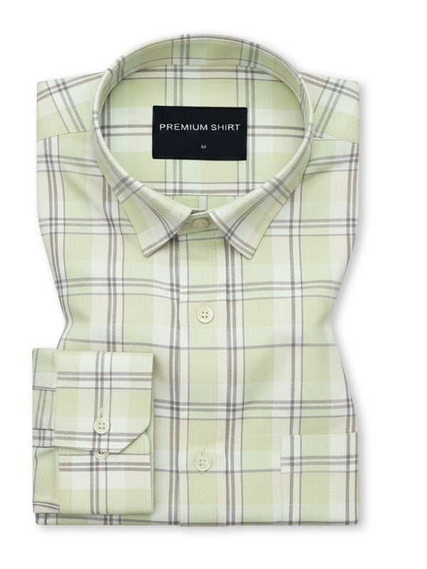 Pale Pistachio Classic Check Oxford Cotton Shirt For Men