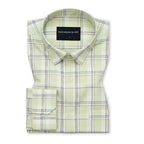 Pale Pistachio Classic Check Oxford Cotton Shirt For Men