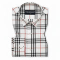 White Tartan Check Cotton Shirt For Men