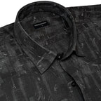 Black Abstract Linen Shirt For Men