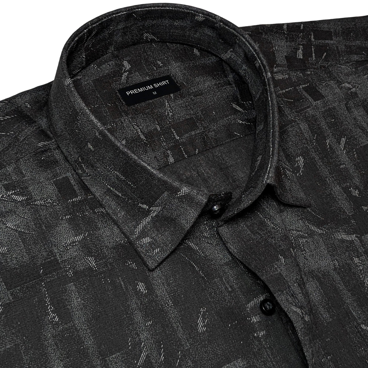 Black Abstract Linen Shirt For Men