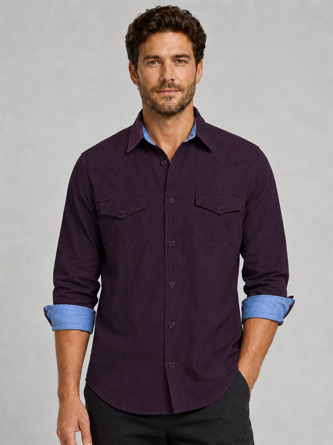 Pack Of 2 Cargo Style White & Wine Shirt