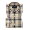 Beige & Navy Classic Check Cotton Blend Shirt for Men