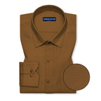 Brown Textured Linen Shirt For Men