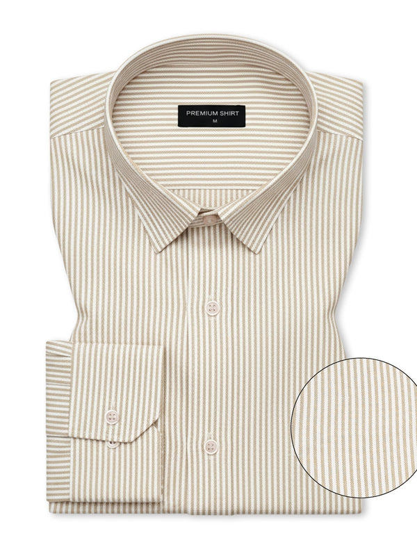 Bold Beige Pinstripe Oxford Shirt For Men