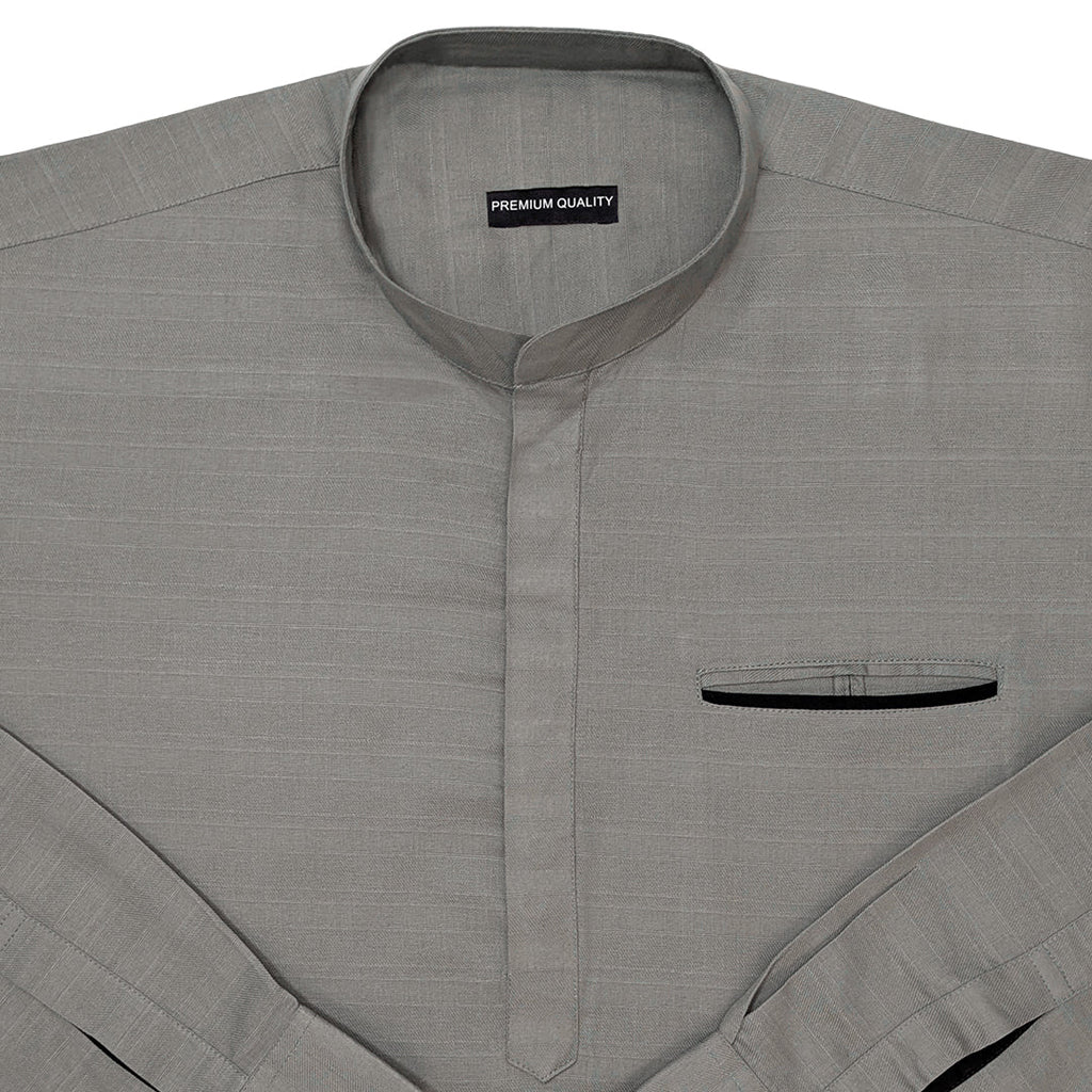 Urban Fit Grey Short Linen Kurta For Men
