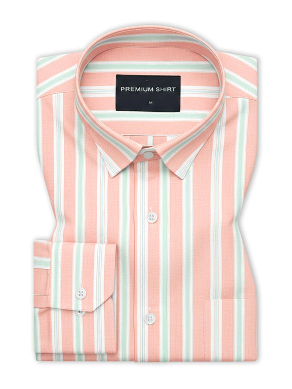 Rose Mist Oxford Stripe Cotton Shirt For Men
