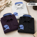 Pack Of 3 Cargo Style White, Wine & Black Shirt