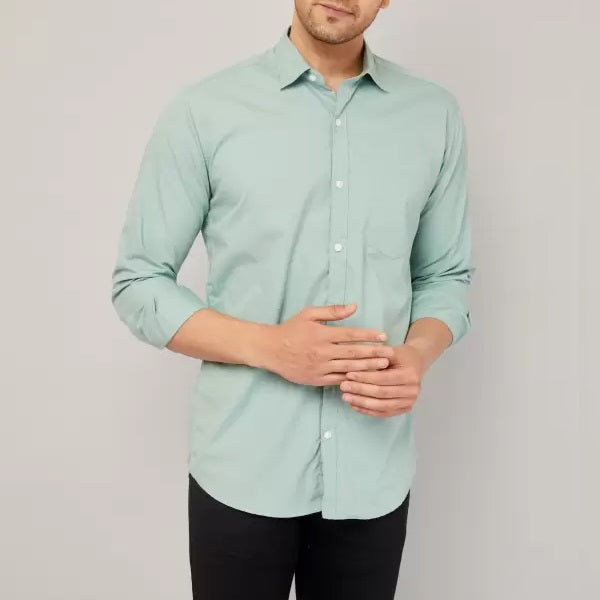Plain Solid Cotton Shirt (Bottle Green)