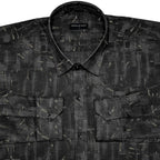 Black Abstract Linen Shirt For Men