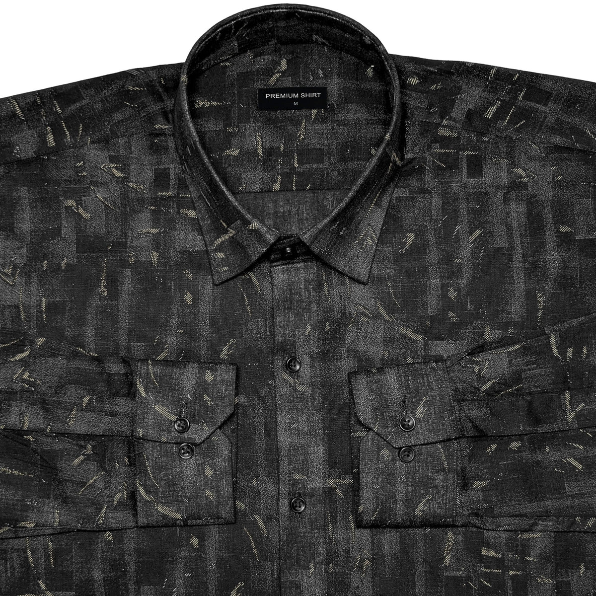 Black Abstract Linen Shirt For Men