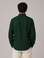 Bottle Green Linear Linen Shirt