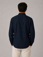 Navy Blue Linear Linen Shirt