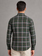 Green Tartan Check Cotton Shirt For Men