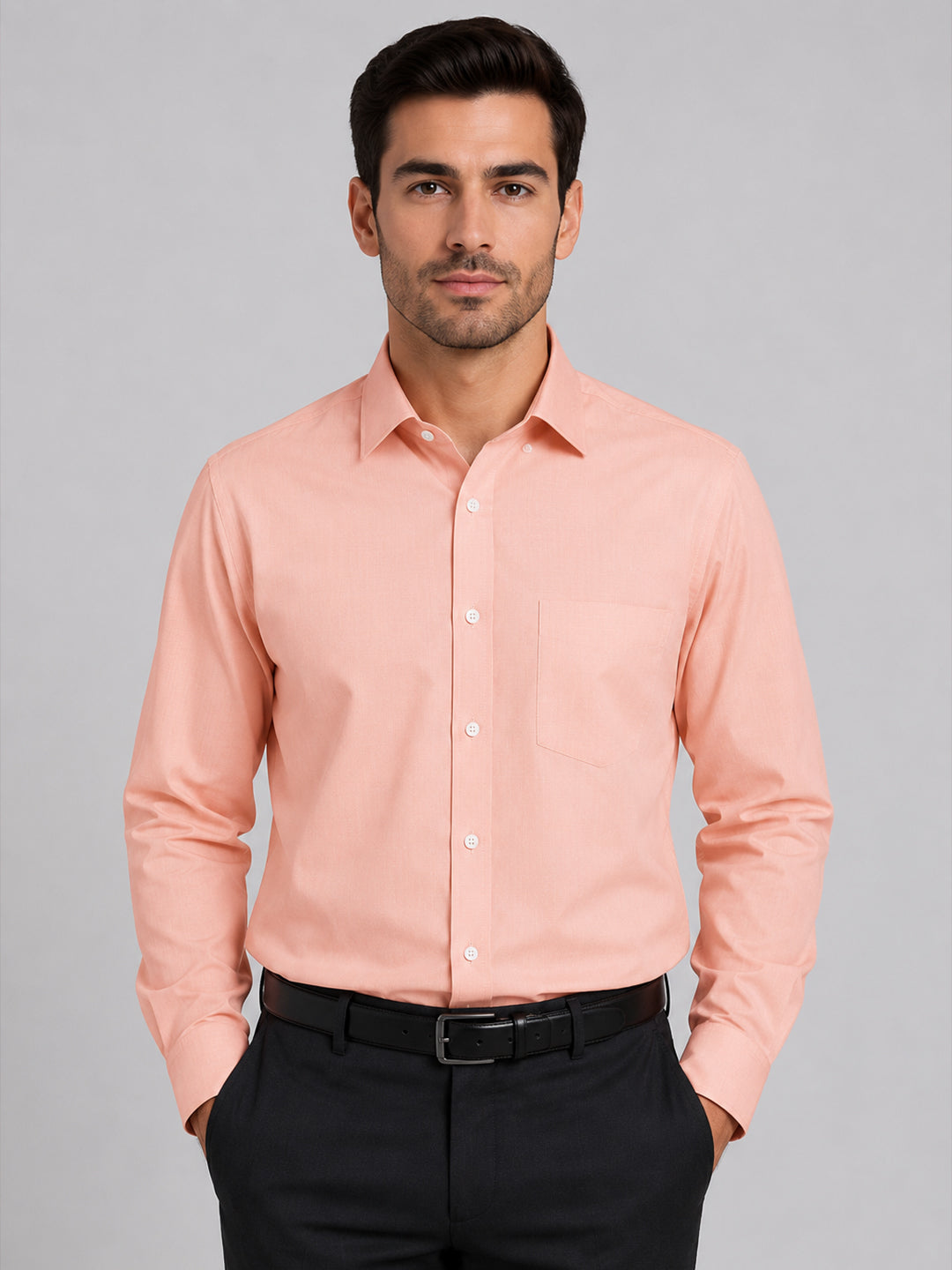 Pack of 2 Cream & Peach Formal Oxford Cotton Shirt For Men