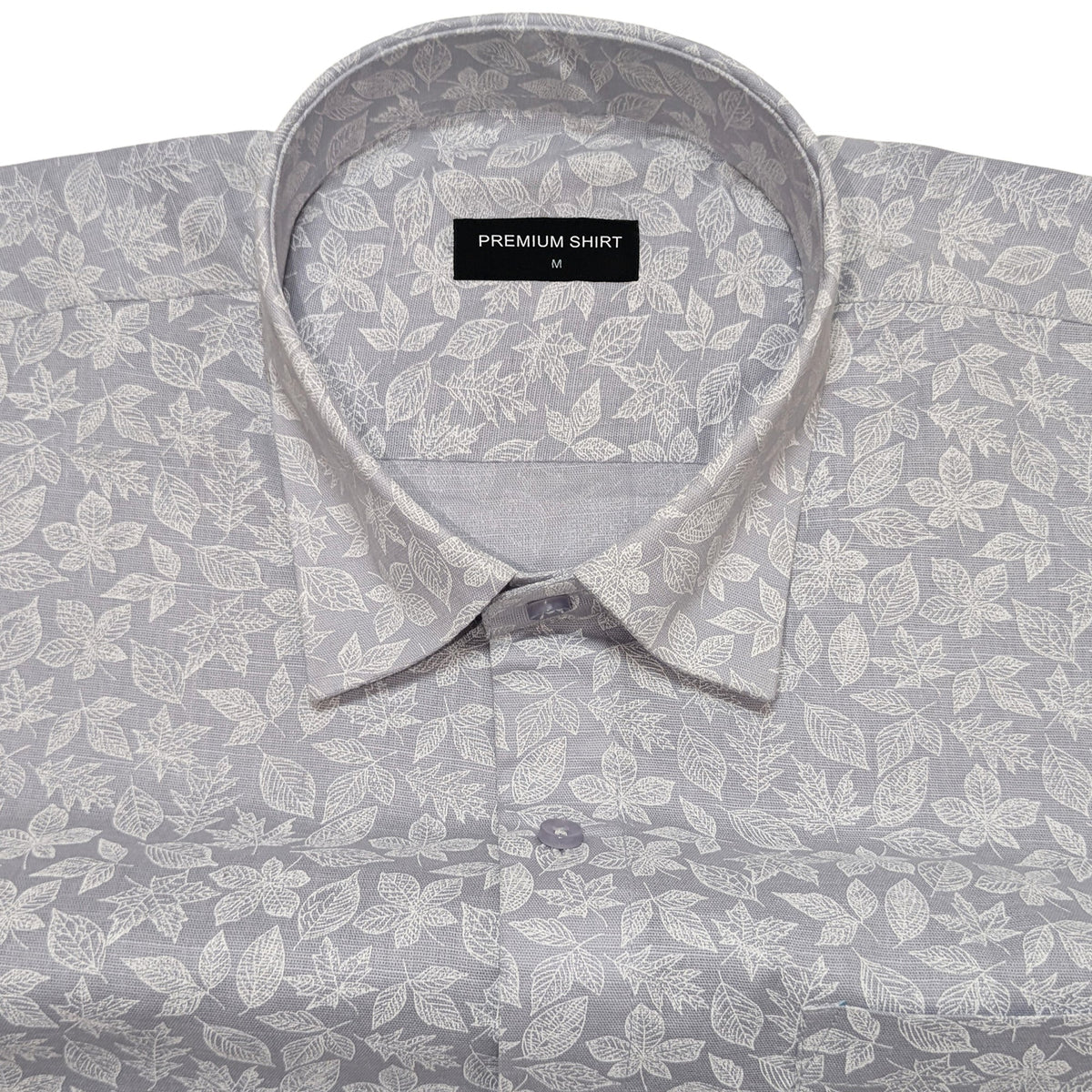 Frosted Lavender Abstract Linen Shirt For Men