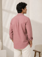 Casual Oxford Cotton Maroon Shirt For Men
