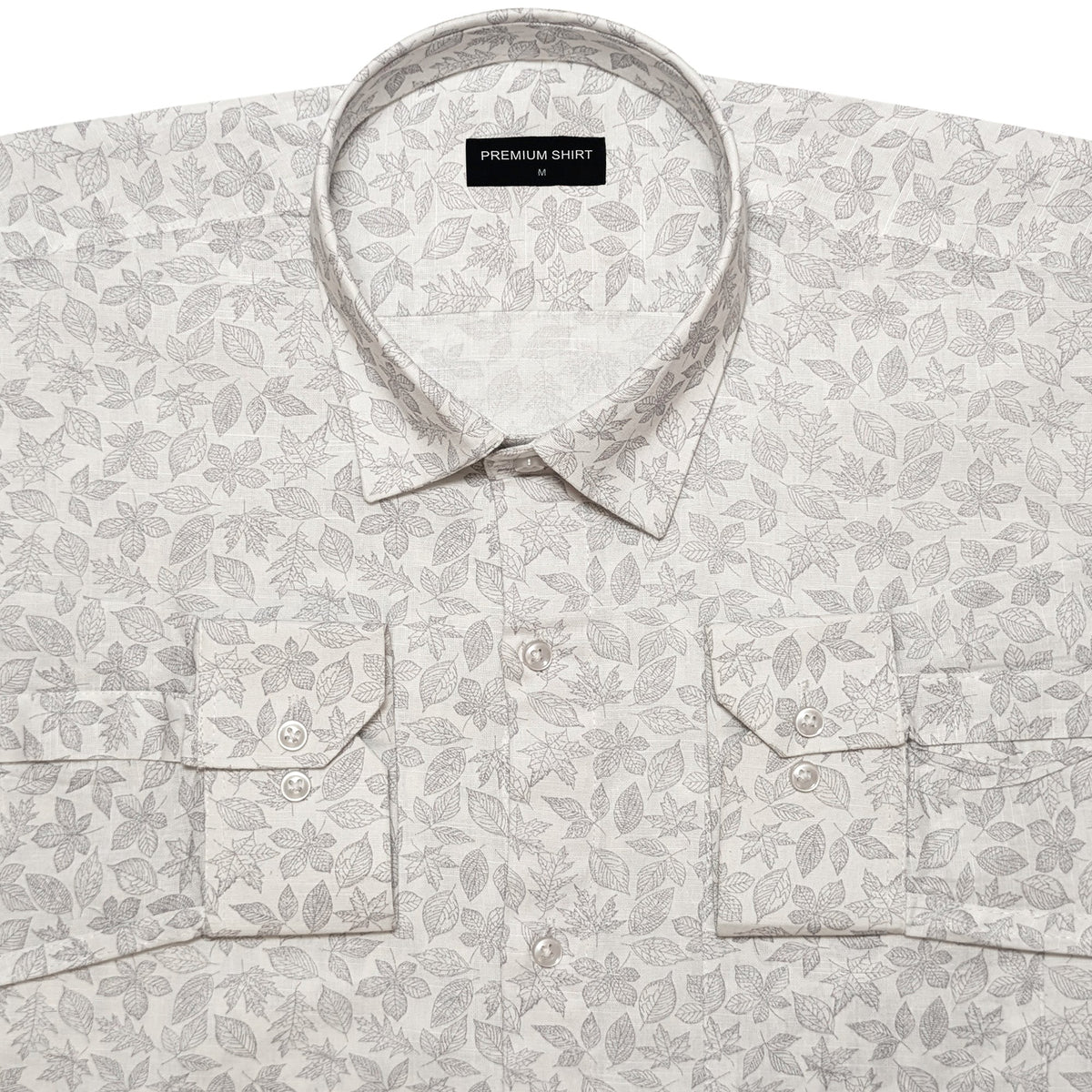 White Lavender Abstract Linen Shirt For Men