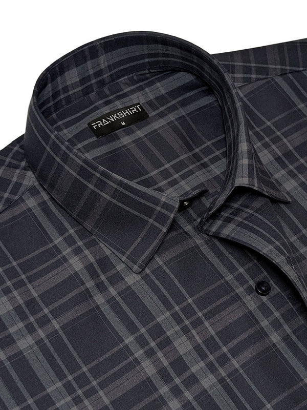 Navy Tartan Check Cotton Shirt For Men