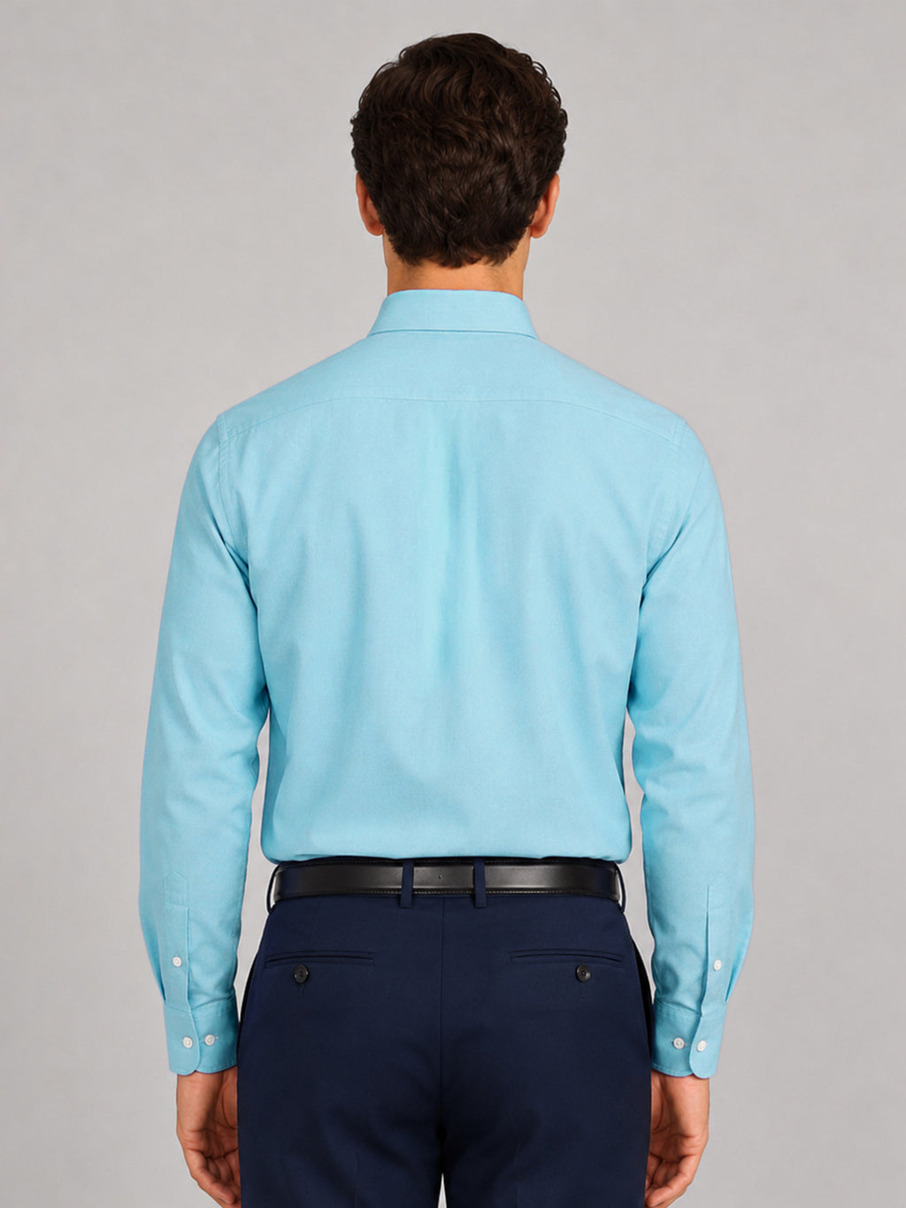 New Cyan Blue Oxford Cotton Shirt For Men