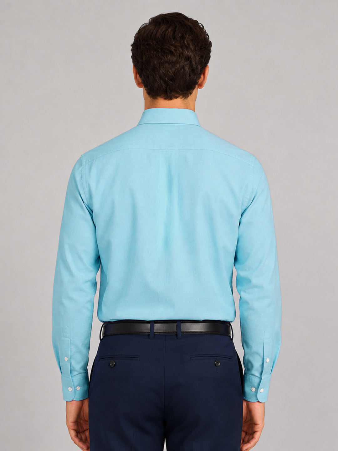 New Cyan Blue Oxford Cotton Shirt For Men