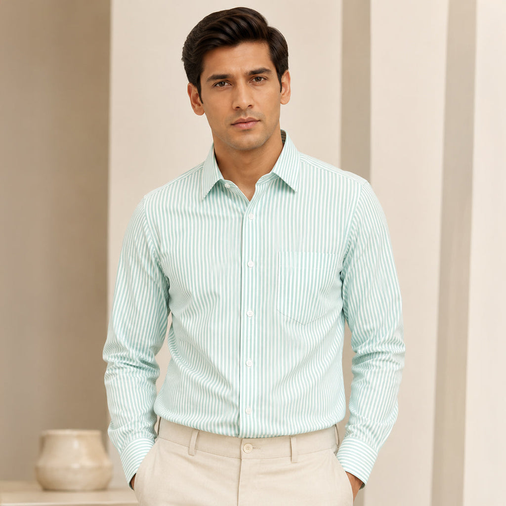 Pista Stripe Oxford Premium Cotton Shirt For Men